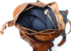Handmade Cool Leather Mens Backpack Travel Backpacks Laptop Backpack for men