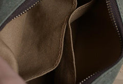 Large Canvas Green Mens Clutch Bag Zipper Wristlet Bag Phone Purse for Men