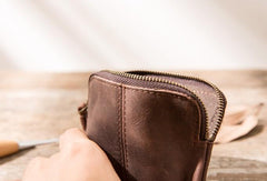 Leather Mens Coin Holders Slim Front Pocket Wallet Change Wallet for Men