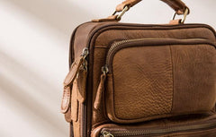 Cool Leather Brown Small Mens Messenger Bag Vintage Shoulder Bag  for Men