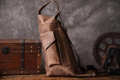 Genuine Leather Mens Cool Chest Bag Sling Bag Crossbody Bag Travel Bag Hiking Bag for men
