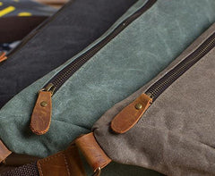 Gray Cool Canvas Mens Sling Bag Chest Bag One Shoulder Packs for men