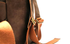 Vintage Coffee Mens Leather Backpacks Travel Backpacks Laptop Backpack for men