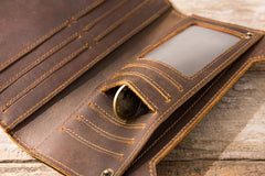 Vintage Cool Mens long Wallet Leather Wallet Long Wallet for Men - imessengerbags
