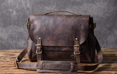 Genuine Leather Mens Cool Messenger Bag Briefcase Work Bag Business Bag for men