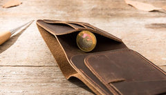 Coffee Cool Leather Mens Small Wallet Bifold Vintage Slim billfold Wallet for Men - imessengerbags