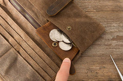 Cool Canvas Leather Mens Long Wallet Long Wallet for Men - imessengerbags