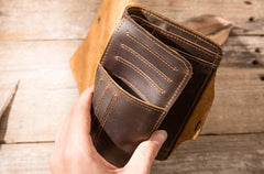 Vintage Slim long Wallets Leather Mens Coffee Wallet Long Wallet for Men - imessengerbags