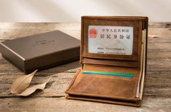 Cool Leather Vintage Mens Slim Small Wallets Zipper billfold Wallets for Men - imessengerbags