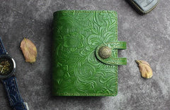 Handmade Leather Floral Mens Cool Short Wallet Card Holder Small Card Slim Wallets for Men