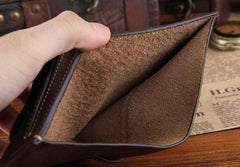 Genuine Leather Mens Cool Slim Long billfold Leather Wallet Men Small Wallets Bifold for Men - imessengerbags