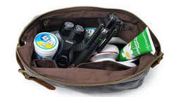 Cool Canvas Leather Mens Zipper Wristlet Bag Vintage Clutch Zipper Bag for Men