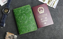 Handmade Leather Floral Mens Cool Short Wallet Passport Card Holder Small Card Slim Wallets for Men - imessengerbags
