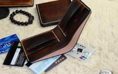 Vintage Leather Mens Slim Small Wallet Leather Small Wallets for Men - imessengerbags