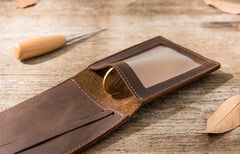 Coffee Cool Leather Mens Slim Small Wallets Bifold Vintage billfold Wallet for Men - imessengerbags
