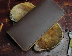 Handmade Leather Floral Mens Cool Travel Long Wallet Card Holder Card Slim Clutch Wallets for Men - imessengerbags