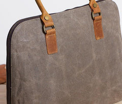 Mens Canvas Leather Briefcase Handbag Work Bag Business Bag for Men