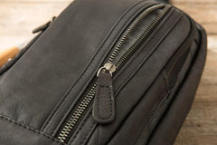 Leather Mens Black Sling Bag Sling Shoulder Bag Sling Backpack for men