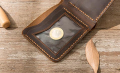 Cool Leather Mens Coffee Slim Small Wallet Bifold Vintage billfold Wallet for Men - imessengerbags