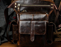 Biker Mens Leather Drop Leg Bag Waist Bag Side Bag Belt Pouch Pack for Men - imessengerbags