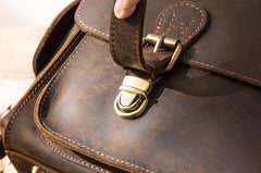 Coffee Vintage Leather Mens Camera Messenger Bag Crossbody Camera Bags for Men - imessengerbags