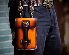 Handmade Biker Leather Belt Pouch Mens Cases Waist Bag Hip Pack Belt Bag Fanny Pack Bumbag for Men - imessengerbags