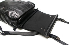 Black Leather Mens Backpack Travel Backpacks Laptop Backpack for men - imessengerbags