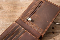 Vintage Leather Mens Small Wallets Bifold Slim billfold Wallet for Men - imessengerbags