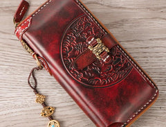 Handmade Leather Mens Chain Biker Wallet Cool Leather Wallet Long Phone Wallets for Men - imessengerbags