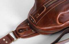 Genuine Leather Mens Cool Chest Bag Sling Bag Crossbody Bag Travel Bag Hiking Bag for men - imessengerbags