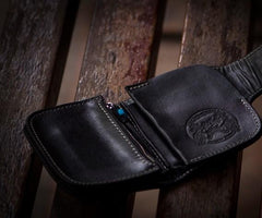 Handmade Leather Biker Wallet Mens Cool Short Chain Wallet Trucker Wallet with Chain