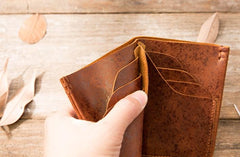 Handmade Leather Mens Small Wallets Bifold Vintage Slim billfold Wallet for Men - imessengerbags