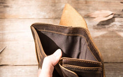 Vintage Slim long Wallets Leather Mens Coffee Wallet Long Wallet for Men - imessengerbags