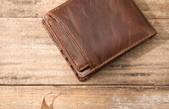 Cool Leather Mens Small Wallets Bifold Vintage billfold Wallets for Men - imessengerbags