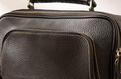 Black Leather Mens Briefcase Work Bag Laptop Bag Business Bag for Men