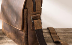 Cool Leather Coffee  Mens Messenger Bags Vintage Shoulder Bags  for Men
