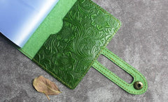 Handmade Leather Floral Mens Cool Short Wallet Card Holder Small Card Slim Wallets for Men