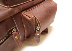 Vintage Coffee Mens Leather Backpack Travel Backpacks Laptop Backpack for men - imessengerbags