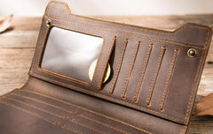 Vintage Cool Mens long Wallet Leather Wallet Long Wallet for Men - imessengerbags