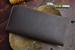 Handmade Leather Floral Mens Cool Travel Long Wallet Card Holder Card Slim Clutch Wallets for Men - imessengerbags