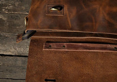 Handmade Leather Mens Cool Messenger Bag Briefcase Work Bag Business Bag Laptop Bag for men - imessengerbags