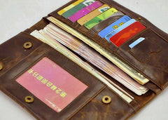 Cool Leather Mens Long Wallet Vintage Leather Long Wallet for Men - imessengerbags