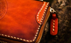 Handmade Leather Mens Tibetan Chain Biker Wallet Cool Leather Wallet Long Clutch Wallets for Men - imessengerbags
