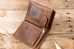 Cool Leather Mens Small Wallets Bifold Vintage Slim billfold Wallet for Men