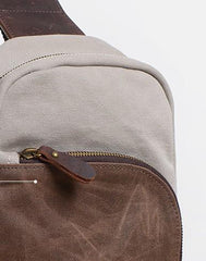 Cool Canvas Gray Mens Sling Bag Chest Bag One Shoulder Pack for men