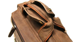 Vintage Coffee Mens Leather Backpacks Travel Backpacks Laptop Backpack for men
