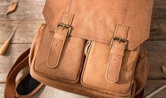 Cool Brown Mens Leather Backpacks Travel Backpacks Laptop Backpack for men - imessengerbags