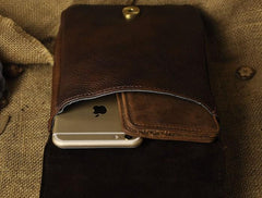 Mens Leather Small Side Bag COURIER BAG Waist Pouch Holster Belt Case Belt Pouch for Men