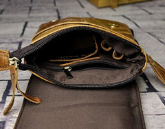Mens Leather Small Side Bag COURIER BAGs Waist Pouch Holster Belt Case Belt Pouch for Men - imessengerbags
