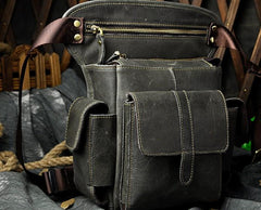 Biker Mens Leather Drop Leg Bag Waist Bag Side Bag Belt Pouch Pack for Men - imessengerbags
